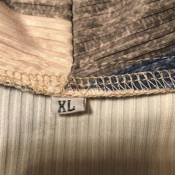 XL Colored Vertical Striped Ribbed Waterfall Open Long Sleeve Cardigan Duster - Picture 7 of 10